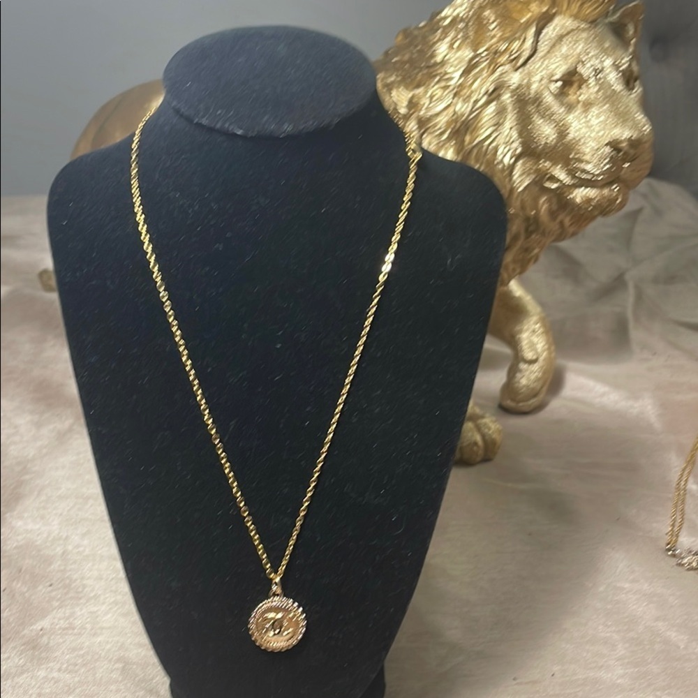 Gold Pendant Necklace stamped